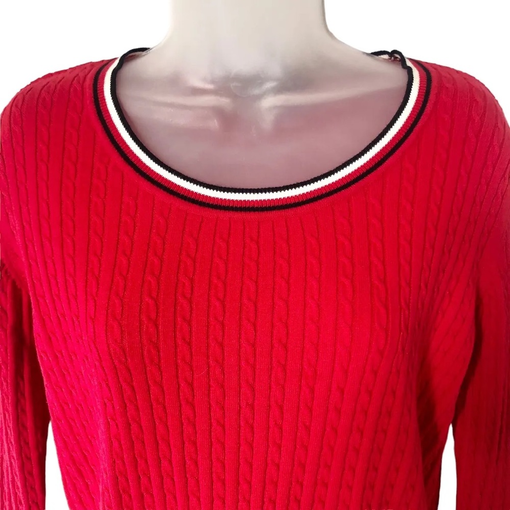 Tommy Hilfiger Red Cable Knit, Crew Neck Sweater- Womens XL